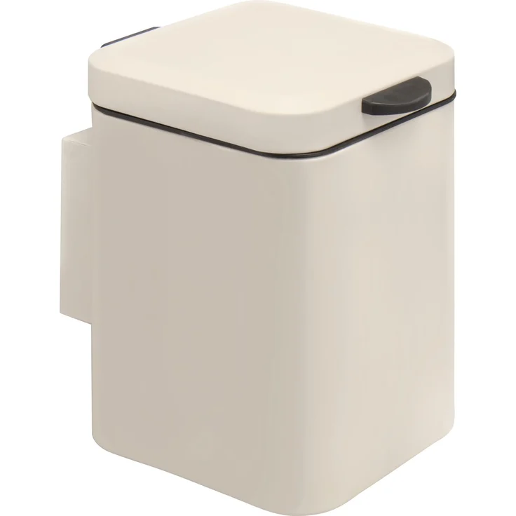 bremermann eckiger Wand-Kosmetikeimer 3 Liter inkl. Wandhalterung zum Kleben oder Bohren, beige – Bild 1