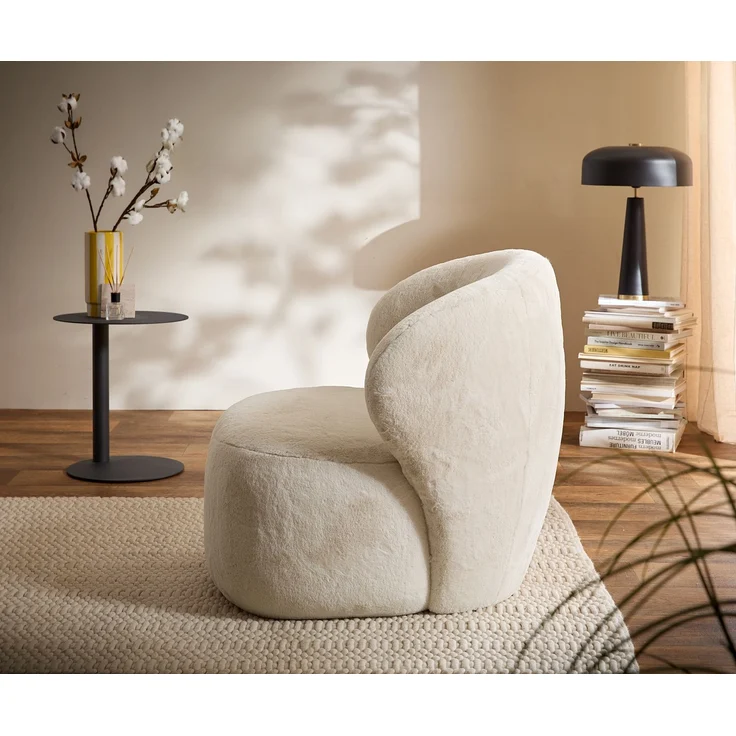 Loungesessel Pulo 80x80 cm Plüsch Creme-Weiß – Bild 5