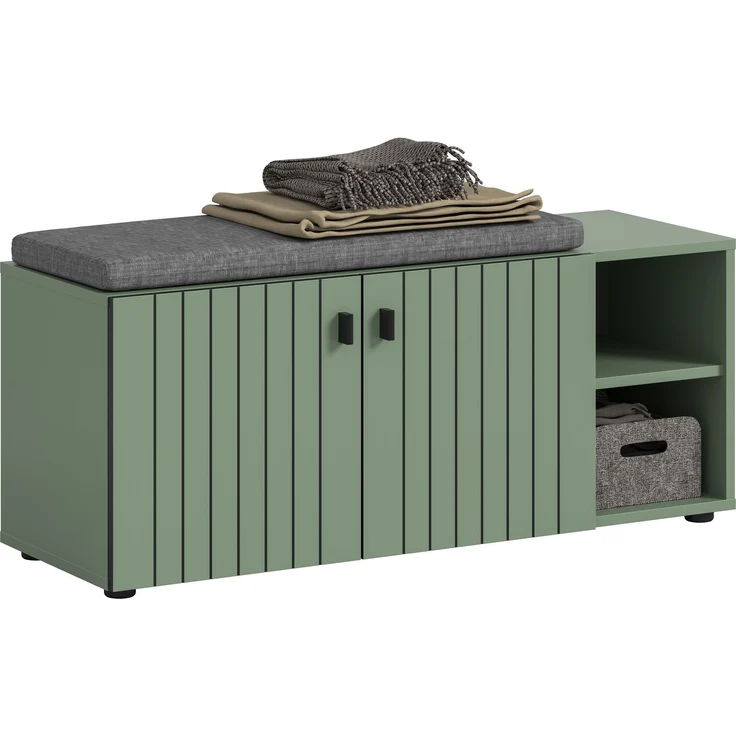 Sitzbank inkl. Sitzkissen (B/H/T: 106x43x37 cm) in Smoke Green Nachbildung – Bild 1
