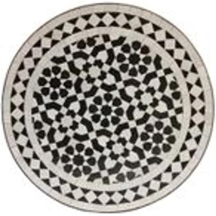 Mosaik-Beistelltisch Ø45cm schwarz weiß glasiert