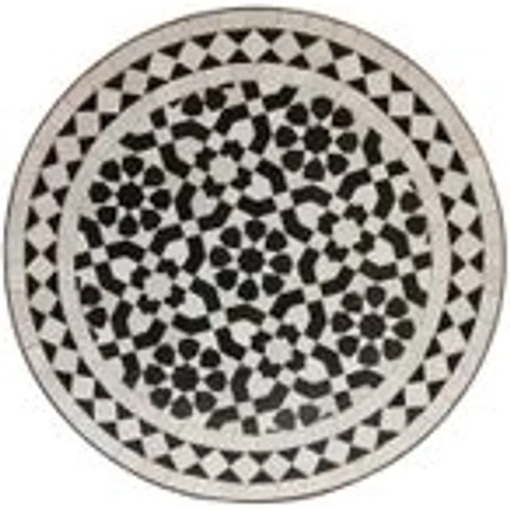 Mosaik-Beistelltisch Ø45cm schwarz weiß glasiert – Bild 1