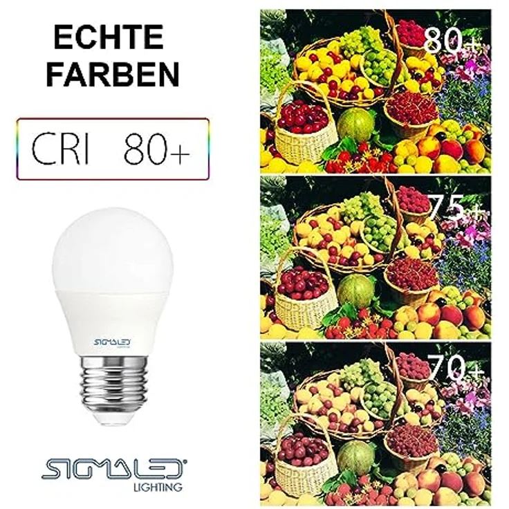 Sigmaled lighting, LED-Glühbirne E27-Sockel 6W (entspricht 50W), 550 Lumen, Warmweißes Licht (2800K), kleine Kugel LED-Leuchtmittel G45, 6er-Pack – Bild 3