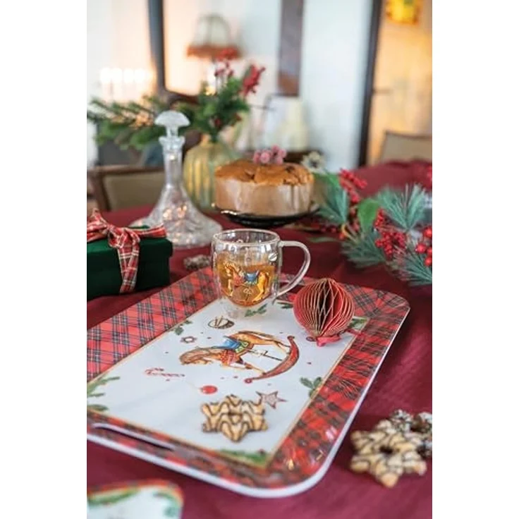Ambiente Luxury Paper Products Becher Weihnachtsbecher- Silvester - Herbst / Winter Tee - Kaffee Tasse, 1-tlg, Porzellan Schaukelpferd, Weihnachtstasse, Weihnachten, Tannen, Zapfen - Becher 0,4 L Klassisches Schaukelpferd weiß, Kollektion, Mug, Weihnac... – Bild 3