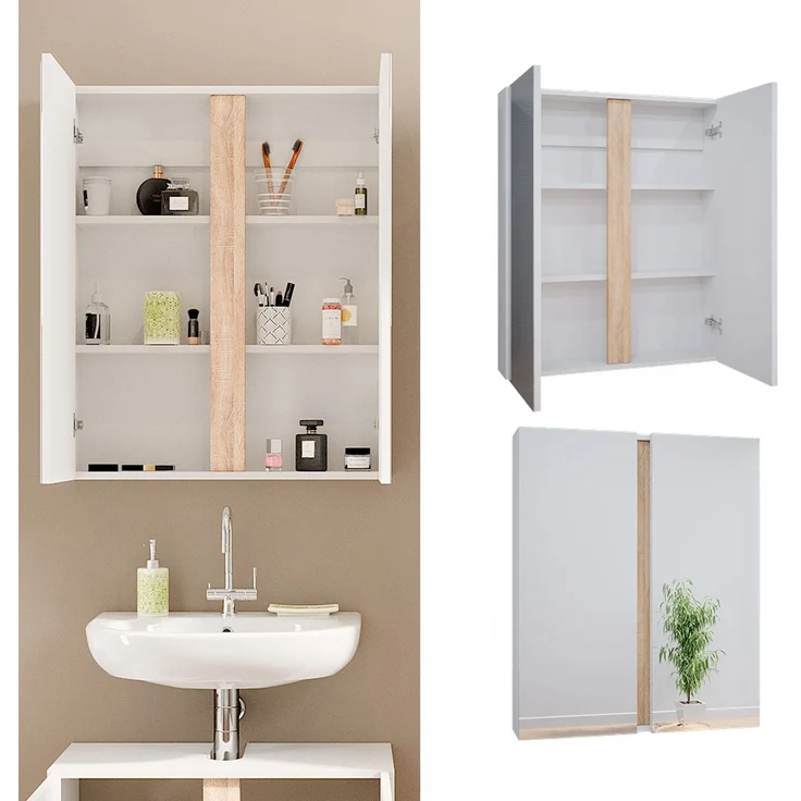 Badspiegelschrank Gloria Weiß 70.4 x 84 cm mit 2 Türen Vicco – Bild 2