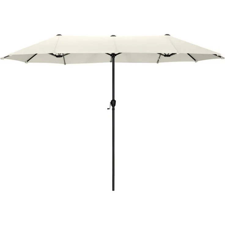 PHI VILLA Sonnenschirm, Balkon Rechteckig Groß Balkonschirm Garten Gartenschirm mit Kurbel UV Schutz Parasol Windfest, Mit der rostfreien Stahlstange und 12 Stahlrippen