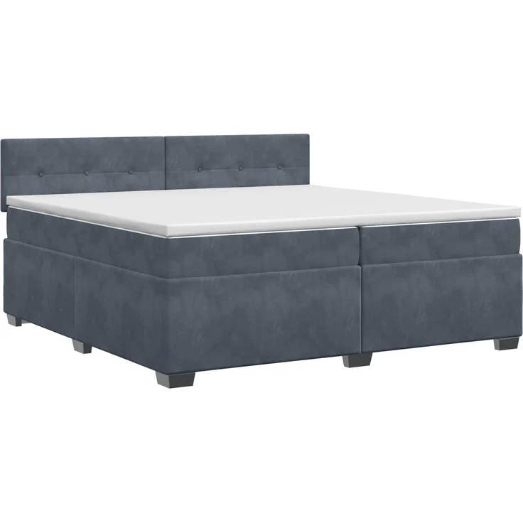 vidaXL Boxspringbett mit Matratze Dunkelgrau 200 x 200 cm Samt 3450783 – Bild 2