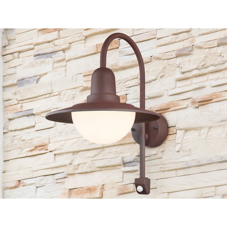 LED Außenwandleuchte mit Bewegungsmelder, Rostoptik, Höhe 45cm – Bild 1