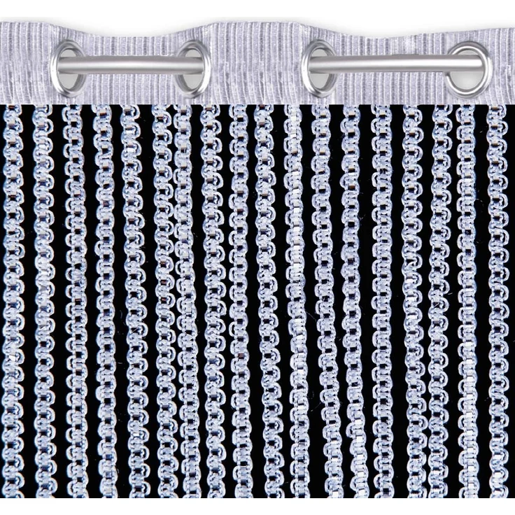 Fadenvorhang Lurex-Optik Fadengardine Türvorhang mit Ösen, trendige Dekoration in vielen verschiedenen Ausführungen erhältlich (140x250 cm / silber - silber metallic) – Bild 4