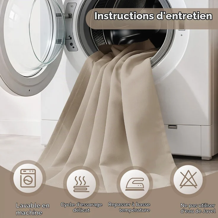 Woaboy Verdunkelungsvorhang Beige 2er Set mit Ösen Thermisch 140x160 cm – Bild 9