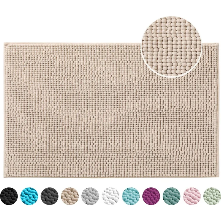 OTTO home Badematte Vanessa Chenille, Standard & Premium, 15mm oder 20mm, auch als 2er Set, rutschhemmend beschichtet, schnell trocknend, strapazierfähig, fußbodenheizungsgeeignet, Polyester, rechteckig, 2-tlg. 45 cm x 50 cm, Uni Farben, besonders weic... – Bild 2