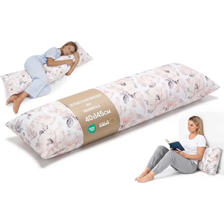 Totsy Baby Seitenschläferkissen Schwangerschaftskissen 40x145 cm - Kuschelkissen Schlafkissen Pregnancy Pillow Stillkissen Kissen mit Bezug für Seitenschläfer und Erwachsene Oeko-Tex – Bild 2