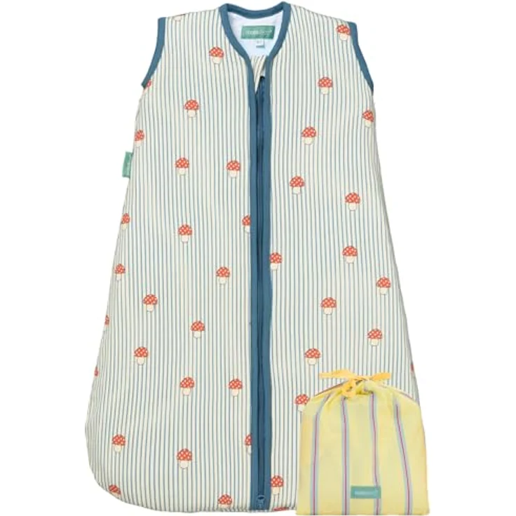 molis&co - Baby Schlafsack ärmellos - Ideal für Frühling und Herbst - Babyschlafsack 1 tog ohne Ärmel - Leicht gepolstert - 100% Baumwolle (Oeko-TEX 100), Premium Qualität - Mushrooms (70 cm) – Bild 2