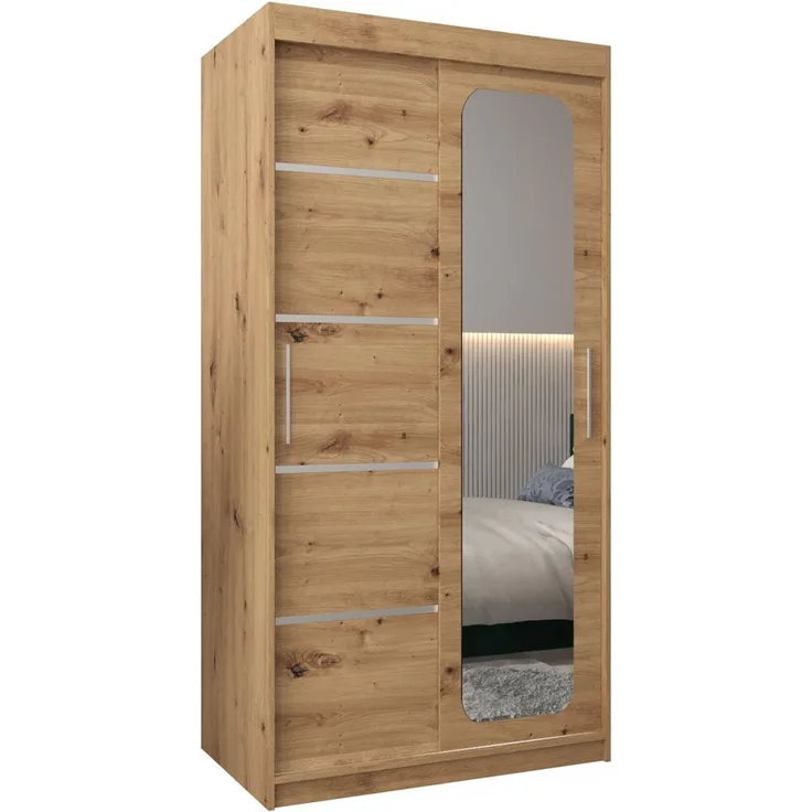 ABIKS MÖBEL Schwebetürenschrank Promo V2 Schlafzimmerschrank - mit Spiegel, Kleiderstange, Regalen