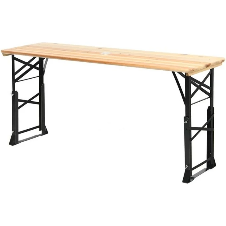 COSTWAY Gartentisch, Biertisch klappbar & höhenverstellbar, Holz & Metall – Bild 4