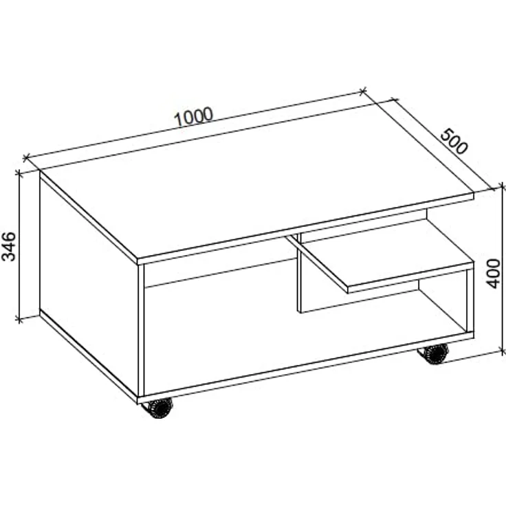 MID.YOU Couchtisch Stango, rechteckig aus Holzwerkstoff in Honigeiche, 50x40x100 cm mit Stauraum – Bild 3