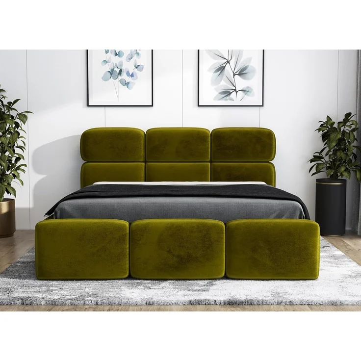 Polsterbett MAROKO 180x200 ohne Matratze mit Bettkasten und Lattenrost. Farbe: Olive 9 – Bild 2