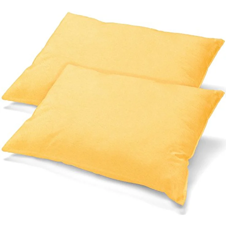 aqua-textil Classic Line Baumwoll Kissenbezug 2er-Set 40x70 cremegelb Kissen Bezug Reißverschluss Jersey Kissenhülle – Bild 2