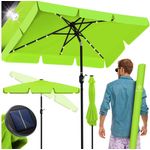 KESSER® Sonnenschirm Balkonschirm LED Solar mit Kurbel Inkl. 2in1 Schutzhülle Transporttasche, Gartenschirm, Schirm für Balkon Garten & Terrasse verstellbar knickbar Hellgrün, Eckig