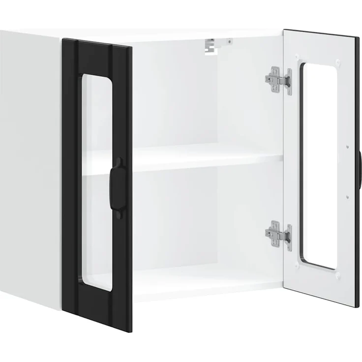 vidaXL Küchen-Hängeschrank mit Glastür Lucca Schwarz Holzwerkstoff 853908 – Bild 6