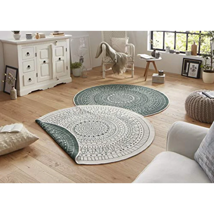 HANSE Home Teppich Porto Wendeteppich, rund, Höhe: 5 mm, In-& Outdoor, Wetterfest, Balkon, Garten, Wohnzimmer, Wasserfest – Bild 7