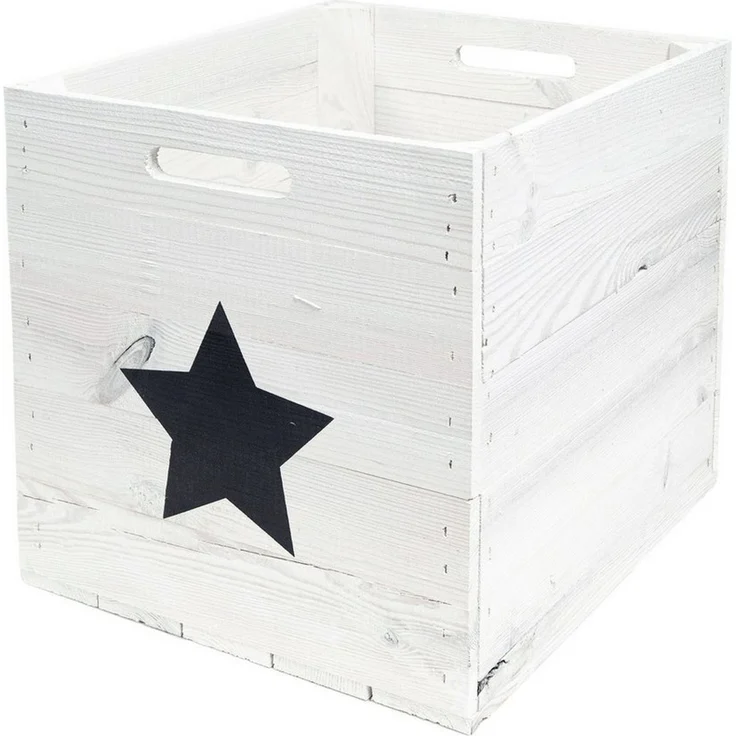 Kistenkolli Altes Land Allzweckkiste Aufbewahrungskiste weiß Stern schwarz für Kallax Expeditregale (Spar-Set, 1er Set) – Bild 2
