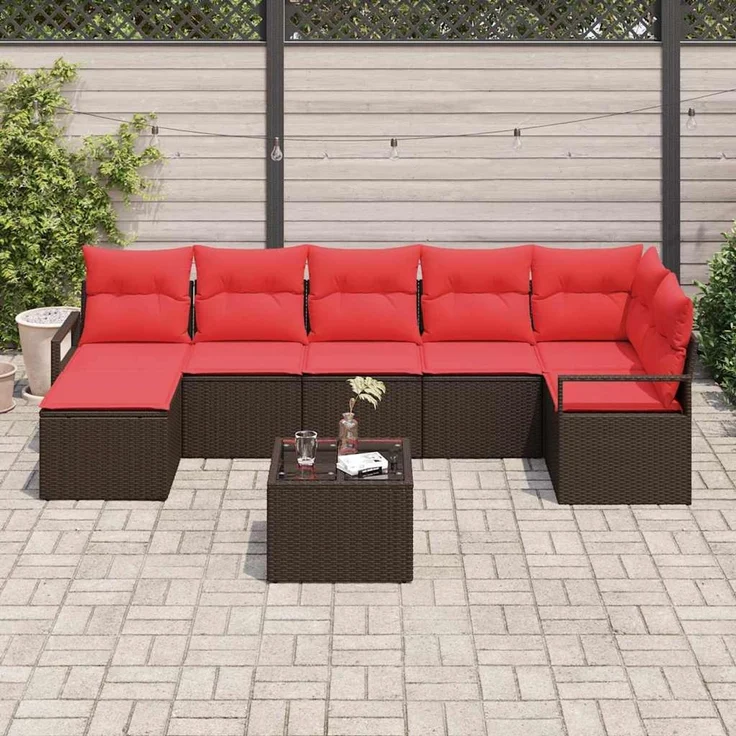 vidaXL Sofa Set 8 stk. Braun [Synthetisch]: Poly Rattan 3346484 – Bild 3
