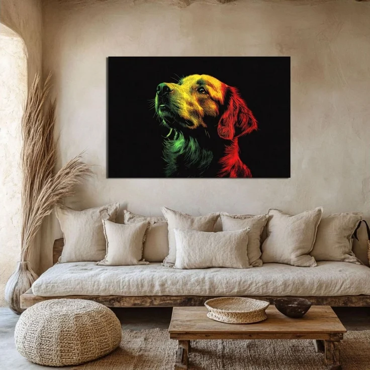 DARO Design Wandbild Hunde Pop Art Wandbilder Wand Deko Bilder Modern Leinwandbild, (Golden Retriever - Bild klein Wohnzimmer Schlafzimmer Büro Flur Esszimmer Einteilig Querformat Fotodruck Pop-Art Hunde), 20x30 cm – Bild 2