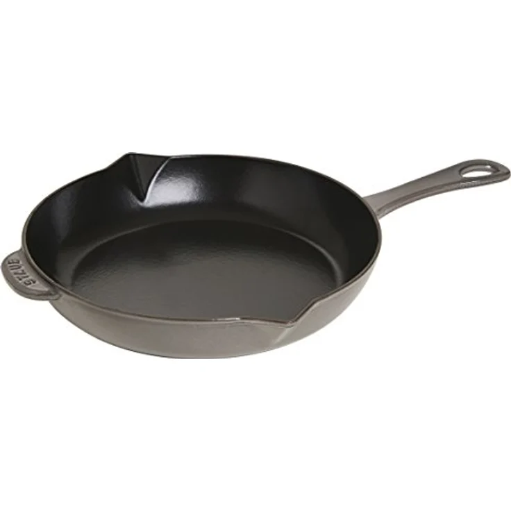 STAUB Bratpfanne aus Gusseisen, 26 cm, mit Ausgießer, für alle Herdarten geeignet, Grau – Bild 1