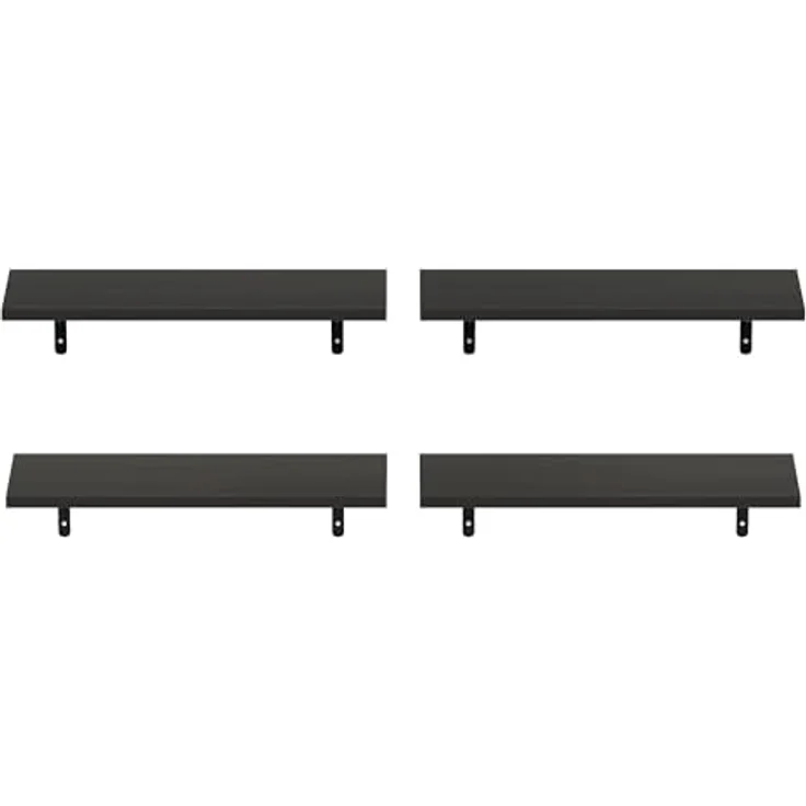 Furinno Rossi Wandregale Set von 4, 46 cm Wandregal, schwebendes Regal, wandmontierte Regale, für Badezimmer, Schlafzimmer, Wohnzimmer, Espresso – Bild 4