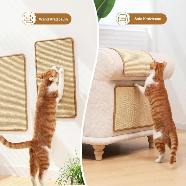FOUORTUNATE-BEE Kratzmatte Sisal Katzenkratzmatte 2er-Set 25×50 cm, (2-tlg), Schützt Sofa, Boden und Wand vor Kratzspuren – Bild 4