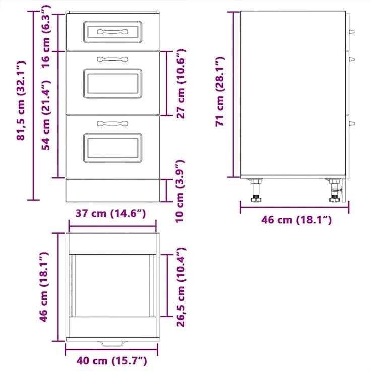 vidaXL Küchenunterschrank Kalmar Grau Sonoma Holzwerkstoff 854246 – Bild 11