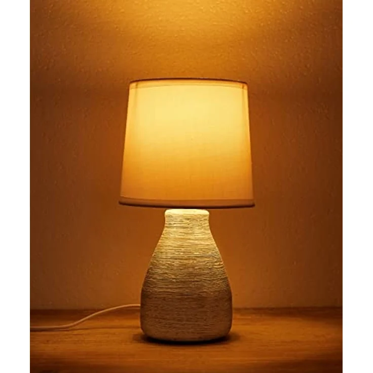 BRUBAKER Tischleuchte Landhaus Shabby Chic, Designer Tischlampe, Ohne Leuchtmittel, 1x oder 2er Set Deko Nachttischlampe mit Stein Optik – Bild 7