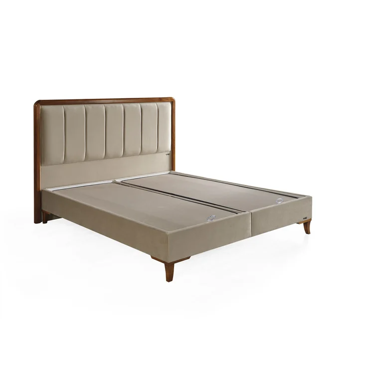 Schlafzimmer-Set "Rovina" – Bett mit Bettkasten und Matratze , Nachttisch, Hocker-Beige – Bild 7