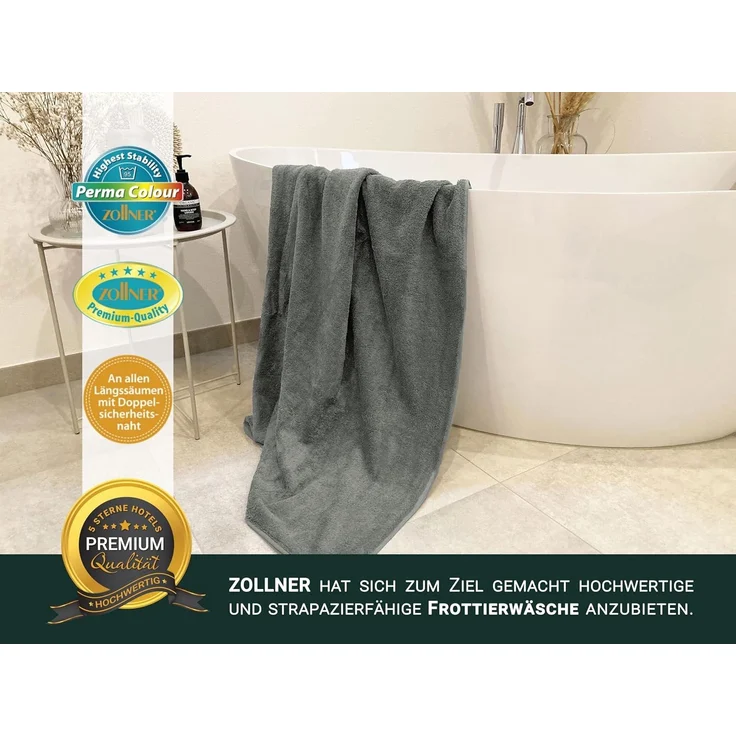 ZOLLNER Duschtücher 3er Set, taupe, 70x140 cm, 100% Baumwolle – Bild 5