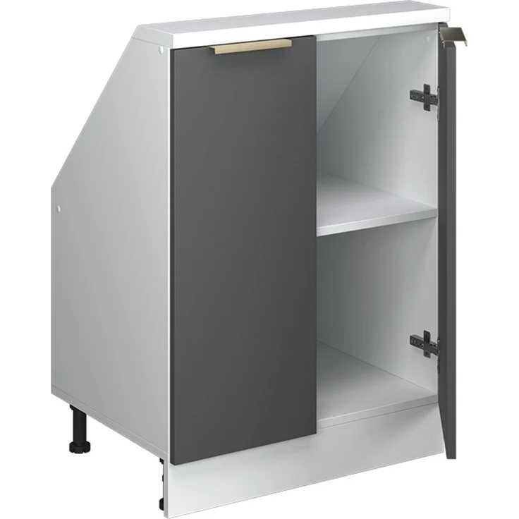 Küchenschrank für Dachschrägen R-Line Anthrazit-Gold/Weiß 60 cm mit 2 Türen Vicco – Bild 3