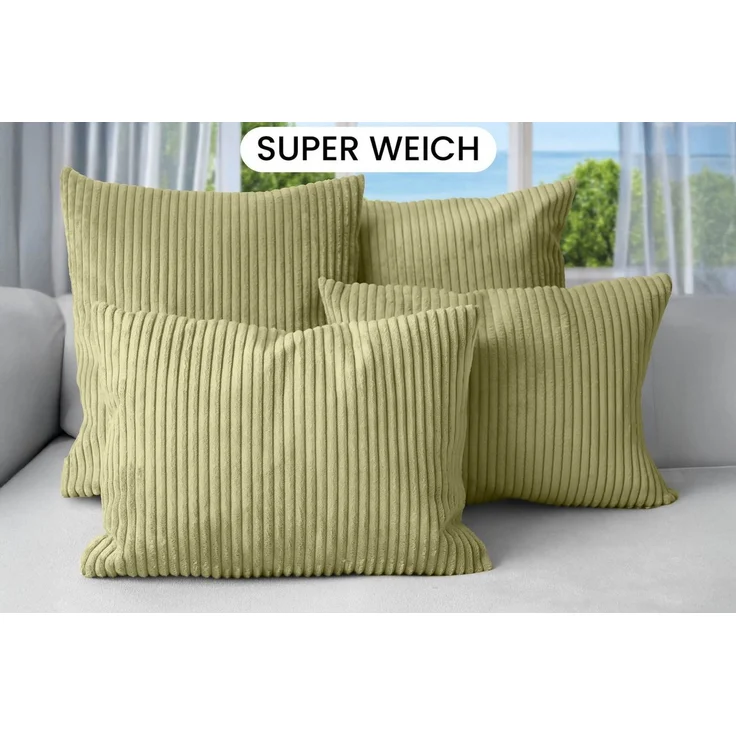Amilian Dekokissen Sofakissen 4er Set mit Füllung - 2x 45x45 + 2x 35x45 cm, Hotelverschluss, waschbar, formstabil – Bild 2