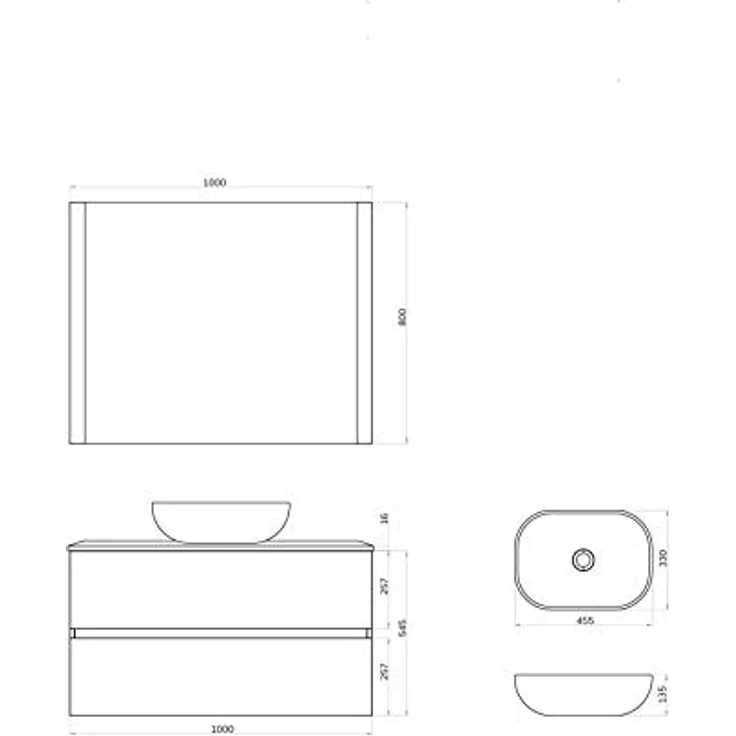 Baikal Onyx Badmöbel montiert, Möbel mit 2 Schubladen, Badezimmermöbel mit Waschbecken, Hängeschrank, Wandschrank, Keramikwaschbecken, inkl. Spiegel, 100 cm, Weiß – Bild 8