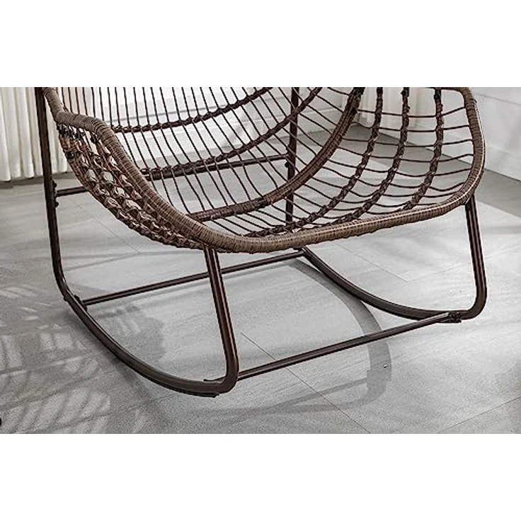 Ball & Cast Schaukelstuhl Outdoor, Rocking Chair mit Gepolstertem Kissen, Relaxsessel Schwingsessel für Garten, Balkon & Terrasse, Marineblau – Bild 10