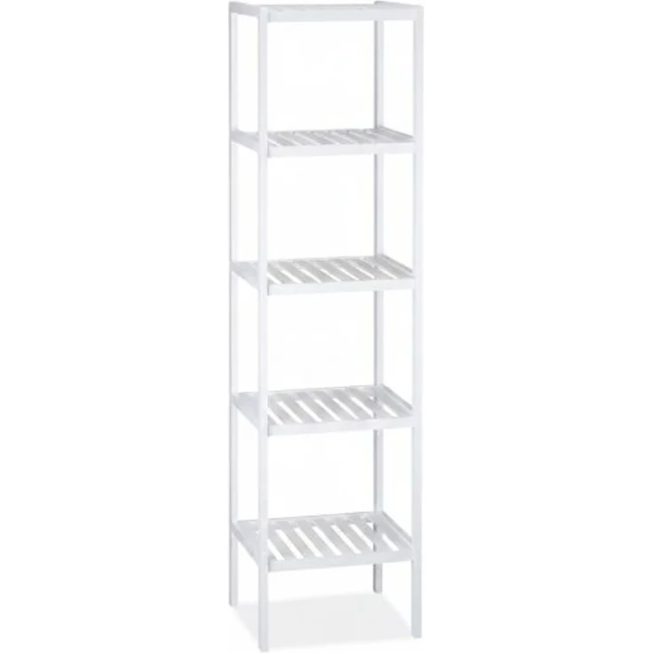 Relaxdays Badregal mit 5 Ablagen, 2 Stück, Bambus weiß, 34,5 x 33 x 139,5 cm – Bild 9