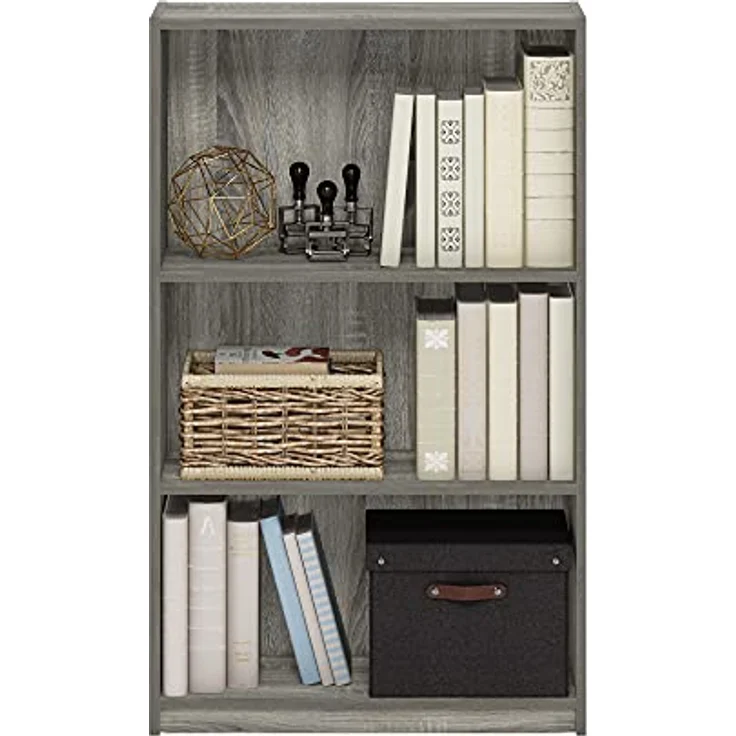 Furinno JAYA Einfaches Bücherregal, Französisches Eichengrau, 24. 13x62. 23x102. 36 cm – Bild 7