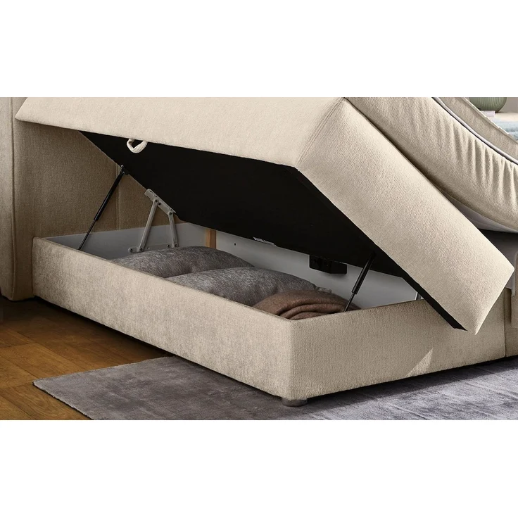 Jockenhöfer Gruppe Boxspringbett CAREN, Stauraumbett mit Bettkasten & 7-Zonen-TTFK-Matratze H3/H4, 6 cm Kaltschaum-Topper, weicher Webstoff, Liegefläche 180x200 cm – Bild 4