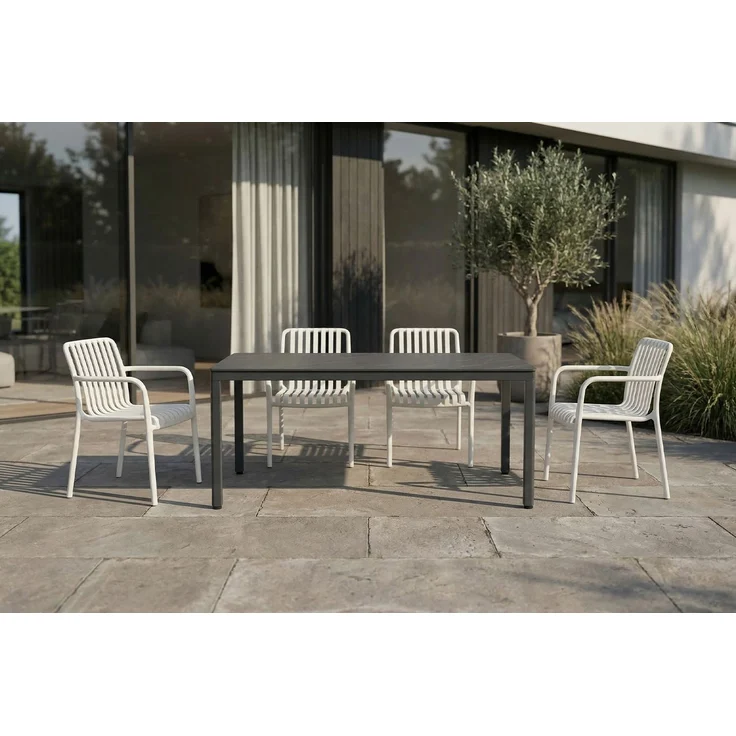 KAWOLA Gartenstuhl MIAVA Outdoor stapelbar Kunststoff cremefarben 81 x 57 x 56 cm – Bild 6