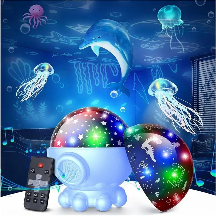 PRIISF LED Nachtlicht LED Sternenhimmel Projektor Baby Einschlafhilfe Stern Meereswelt Retoo, 3-Folien
