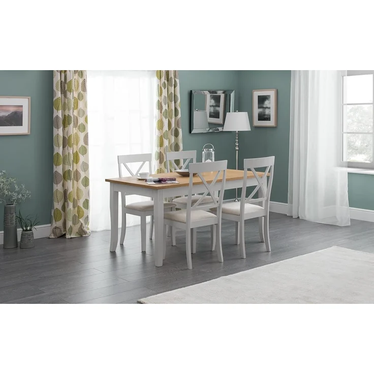 Julian Bowen Set of 2 Davenport Dining Chairs, Oak & Elephant Grey – Bild 3