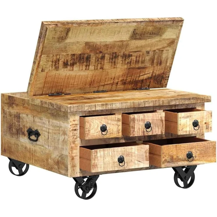 vidaXL Couchtisch Raues Mangoholz 70x70x40 cm 243979 – Bild 7