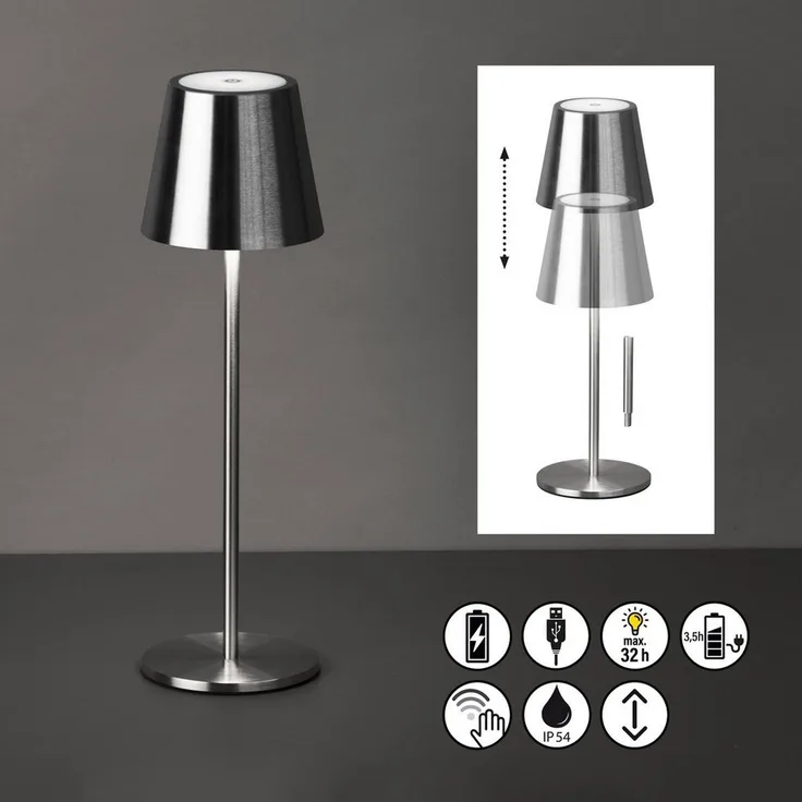 easy! BY FHL Außen-Tischleuchte Viletto, Dimmfunktion, USB-Ladefunktion, LED fest integriert, Warmweiß, lange Leuchtdauer