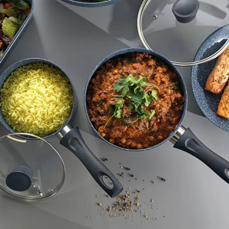 Russell Hobbs RH00846EU antihaftbeschichteter Topf - 20cm/2. 6L Stielkasserolle mit Hartglasdeckel, induktion Stieltopf, Gemüse/Suppetopf mit Bakelit-griff und Hitzebeständiges Äußeres, Nightfall Stone – Bild 4