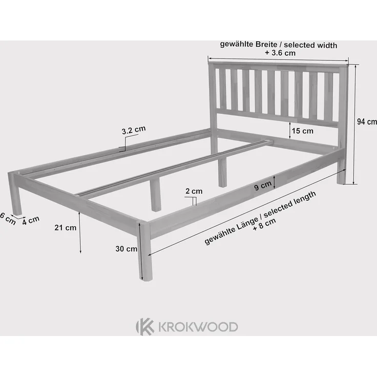 Krok Wood Massivholzbett Sofia mit Kopfteil in Buche – Bild 2