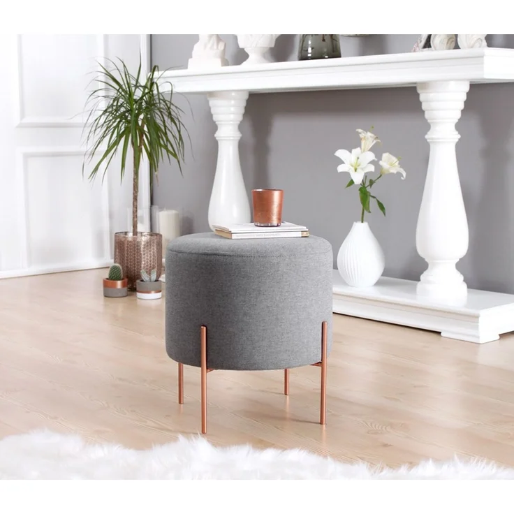 Hanah Home 'Copper 51 - Grey' Pouffe, Grau, 40 x 42 x 40 cm – Bild 3