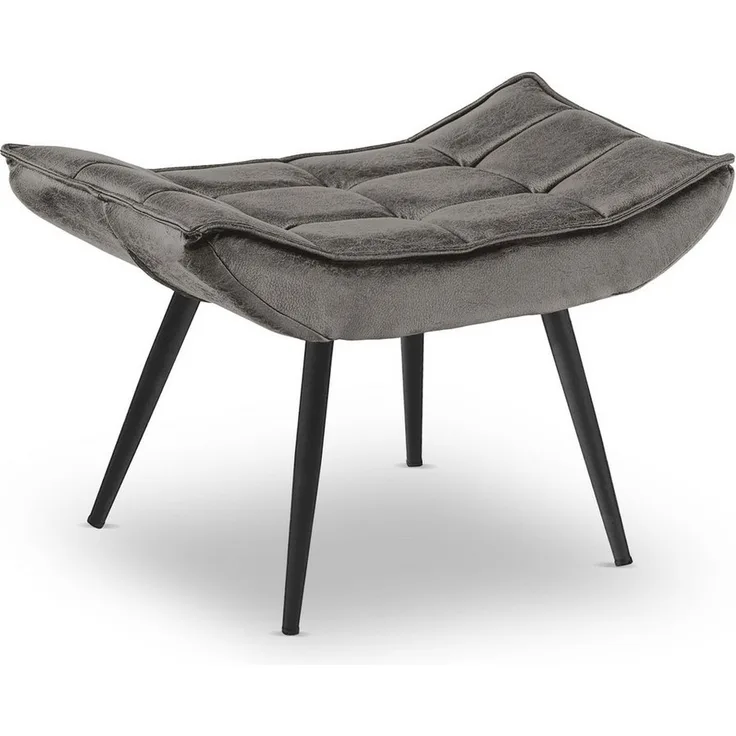 MCombo Sitzhocker Fußstütze mit Metallbeinen 4779GY-2, Eleganter Hocker Ottoman Schminktisch für Wohnzimmer Schlafzimmer, Quadratisch, Mikrofaser, Dunkelgrau